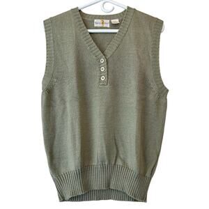 Vintage sweater Vest pull over button front academia preppy old money 80s 90s L